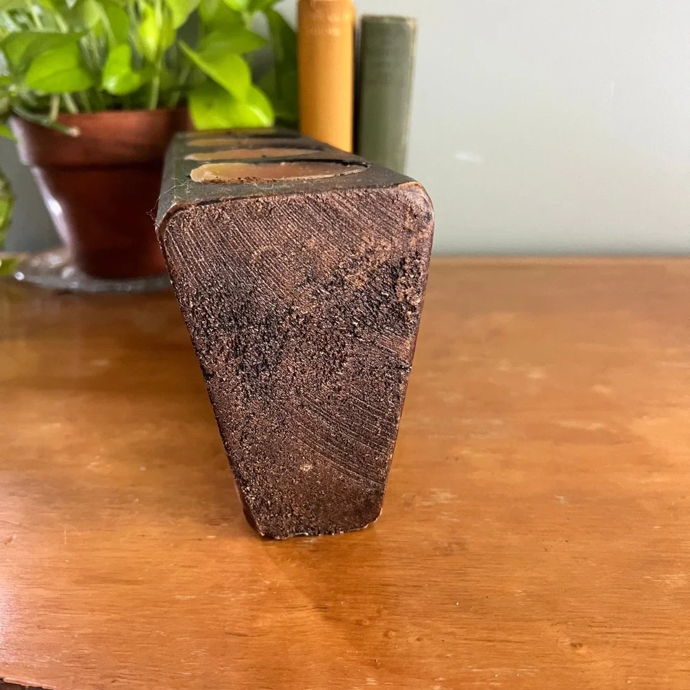 Rustic Vintage Sugar Mold Candle Holder Wood 4 Hole Primitive Decor with Candles